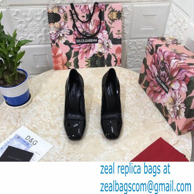 Dolce & Gabbana Heel 10.5cm Patent Leather Pumps Black with DG Karol Heel 2021 - Click Image to Close